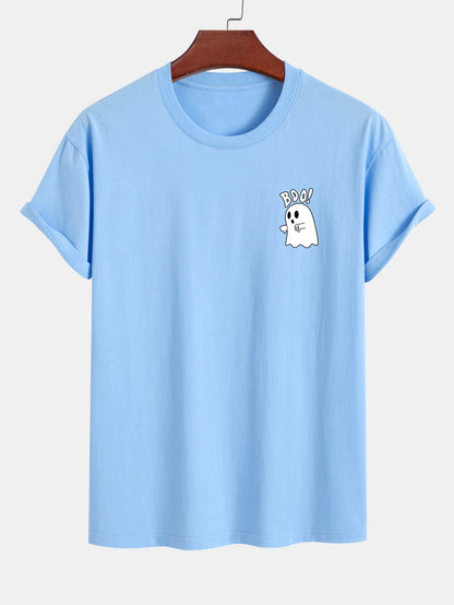 BOO Ghost Print Cotton T-Shirt