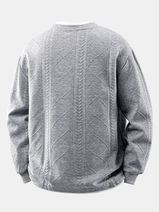 Camiseta de jacquard geométrico 2 em 1, com caimento descontraído e gola com entalhe