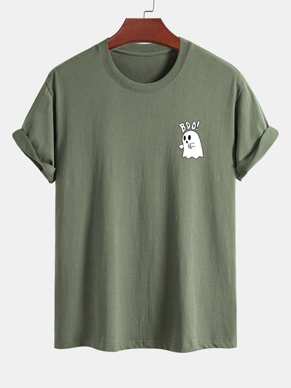 BOO Ghost Print Cotton T-Shirt