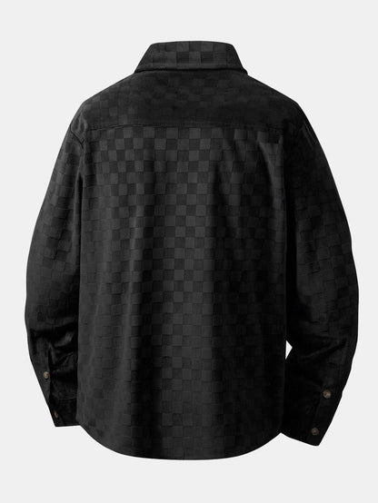 Camisa de camurça sintética xadrez com botões