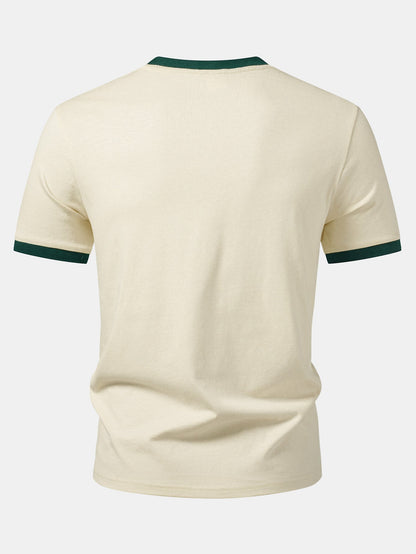 Camiseta Ringer com Contraste e Estampa de Fantasma