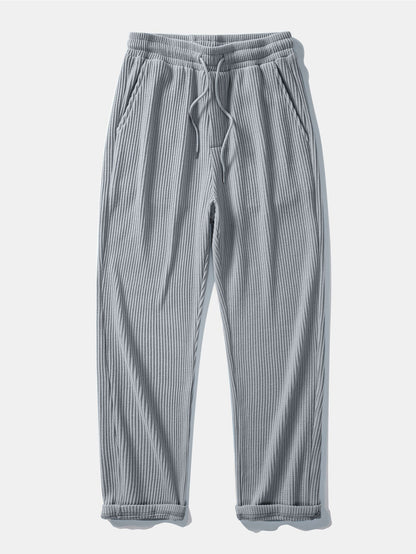 Calça Tricotada com Cordão e Textura Waffle