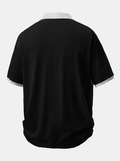 Polo de Algodão com Gola Contrastante e Shorts de Algodão com Cordão de 7"