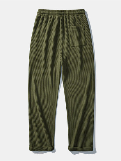 Calça Tricotada com Cordão e Textura Waffle
