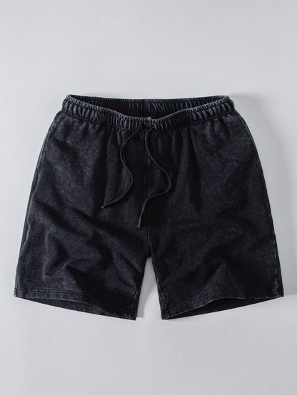 Camiseta Oversized com Ombro Caído e Efeito Desgastado Lavado & Shorts com Cordão