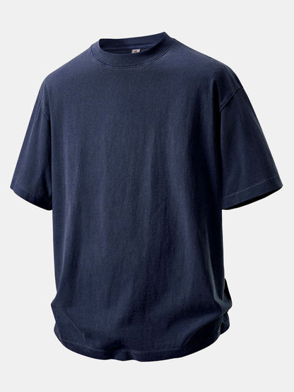Camiseta Pesada com Ombro Caído e Efeito Lavado & Shorts com Cordão e Efeito Desgastado Lavado