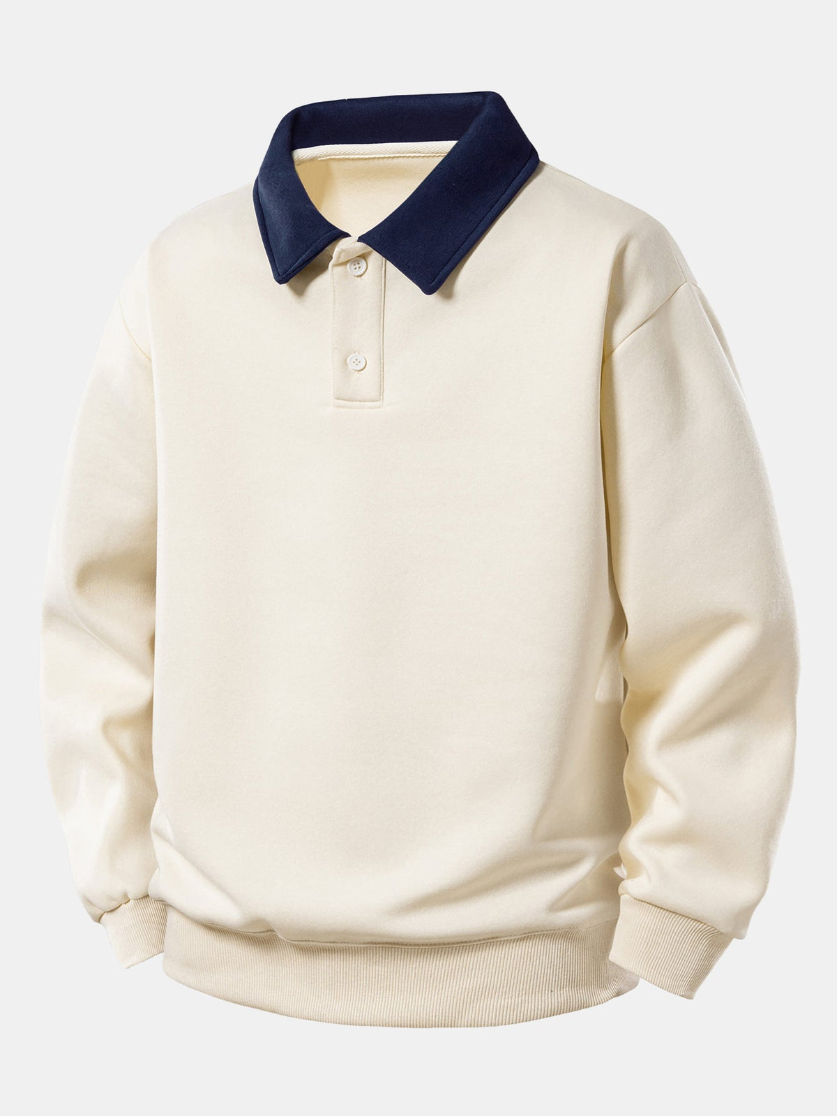 Moletom Polo com Contraste e Calça de Moletom de Perna Reta, Modelagem Relaxada