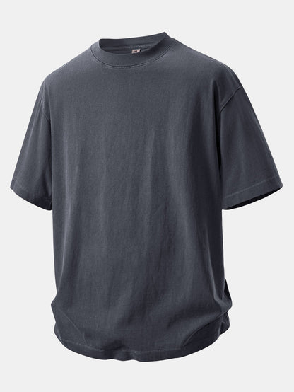 Camiseta Pesada com Ombro Caído e Efeito Lavado & Shorts com Cordão e Efeito Desgastado Lavado