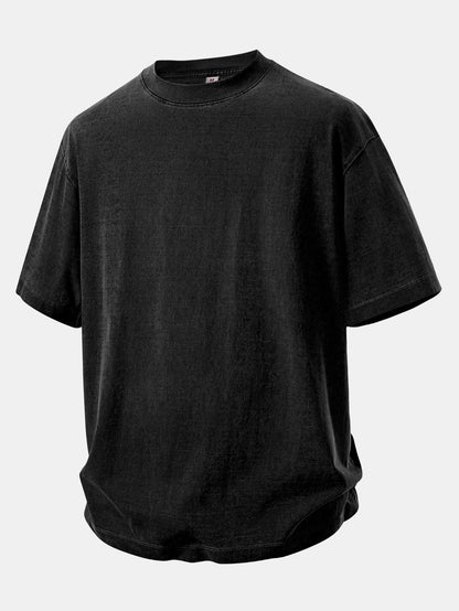 Camiseta Pesada com Ombro Caído e Efeito Lavado & Shorts com Cordão e Efeito Desgastado Lavado