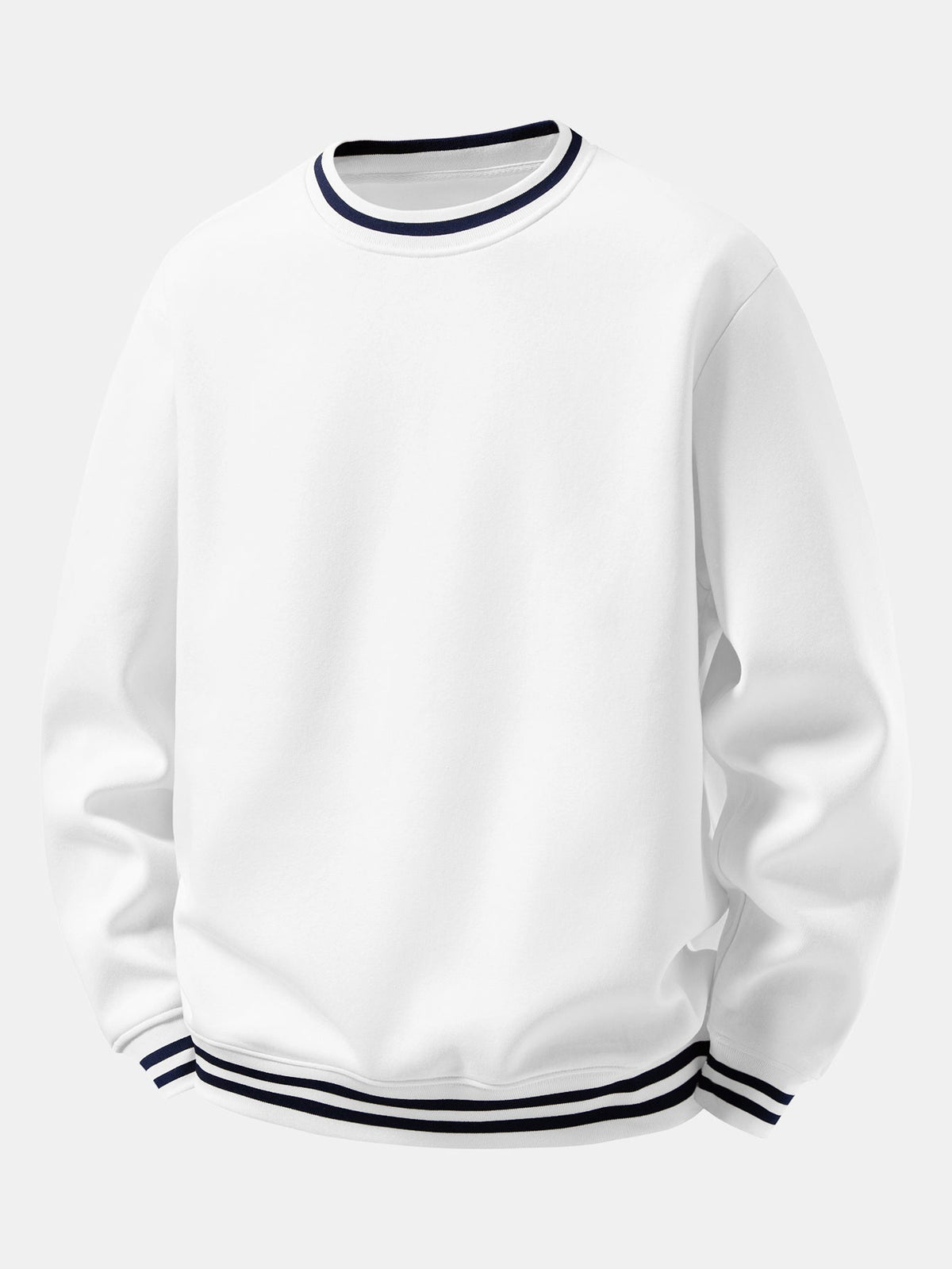 Striped Ribbed Crew Neck Sweatshirt