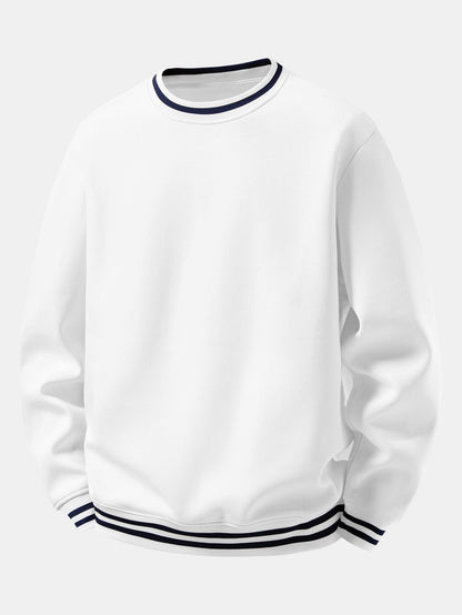 Striped Ribbed Crew Neck Sweatshirt