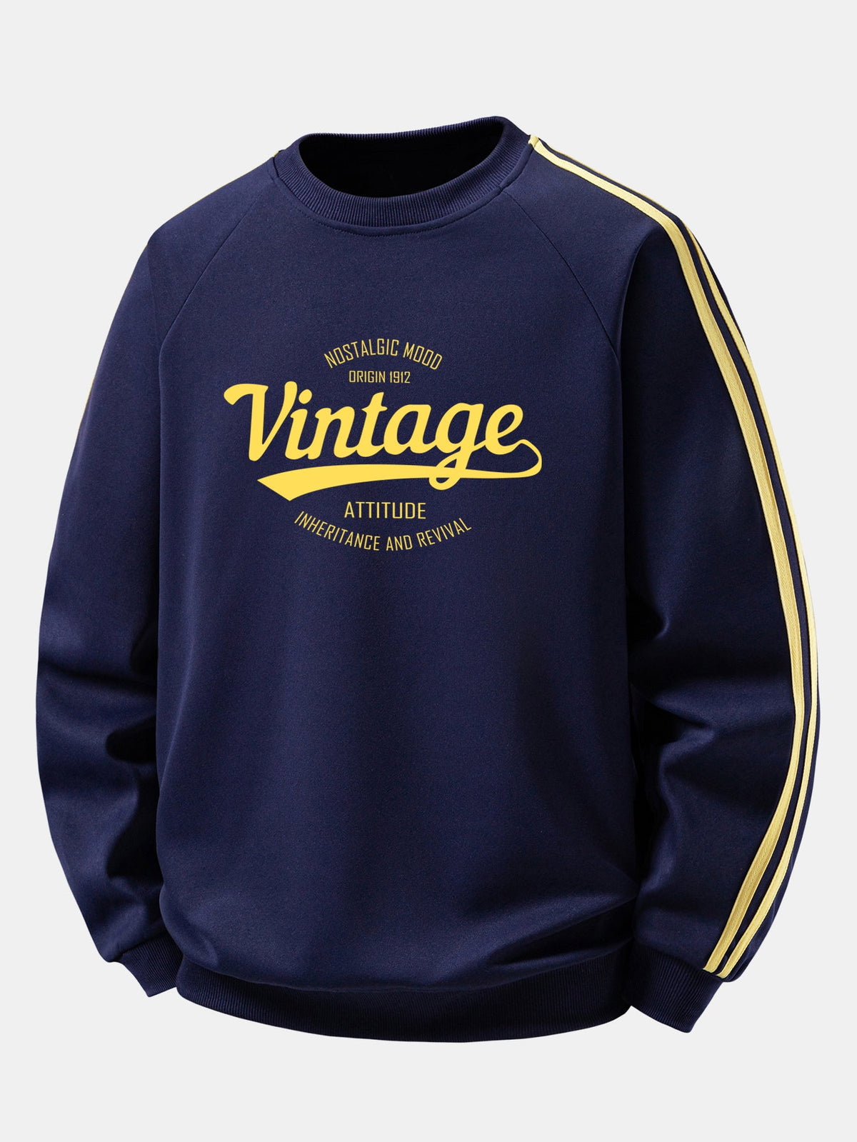 Vintage Print Contrast Stripe Raglan Sweatshirt