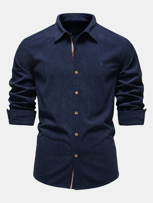 Long Sleeve Button-Up Corduroy Shirt
