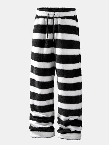 Striped Teddy Fleece Straight Leg Sweatpants