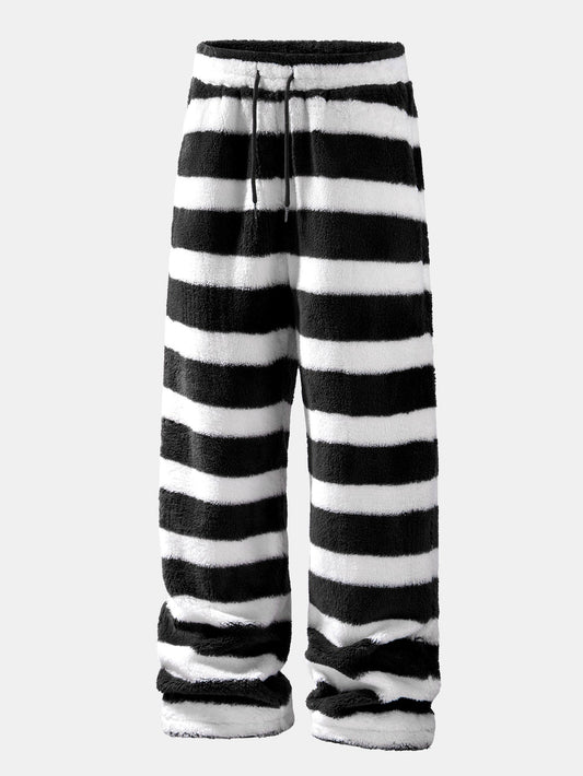 Striped Teddy Fleece Straight Leg Sweatpants