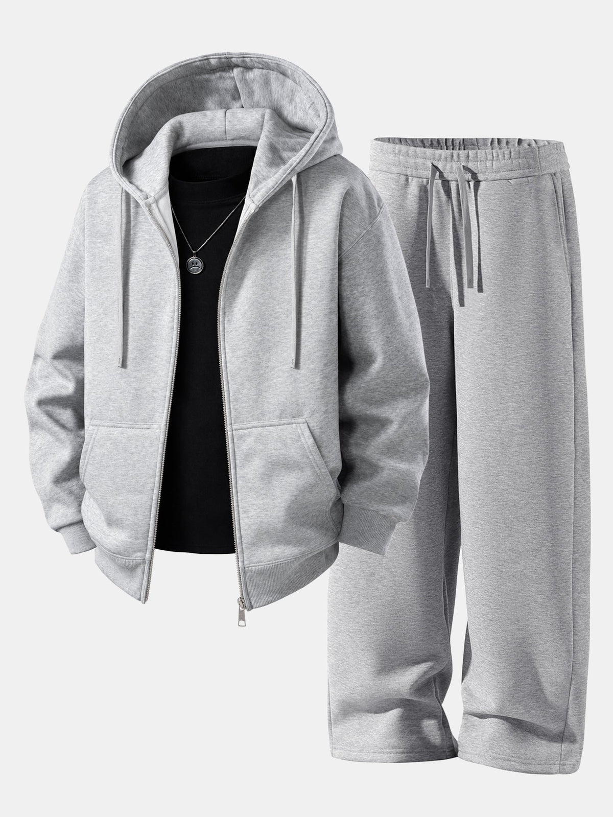 Relaxed Zip Hoodie & Wide Leg Sweatpants Set
