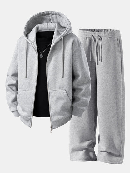 Relaxed Zip Hoodie & Wide Leg Sweatpants Set