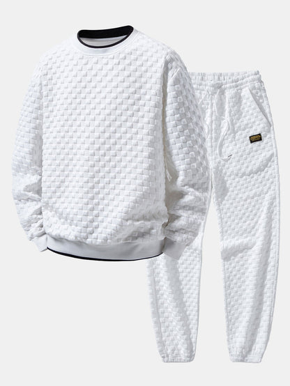 2-in-1 Check Jacquard Sweatshirt & Joggers Set