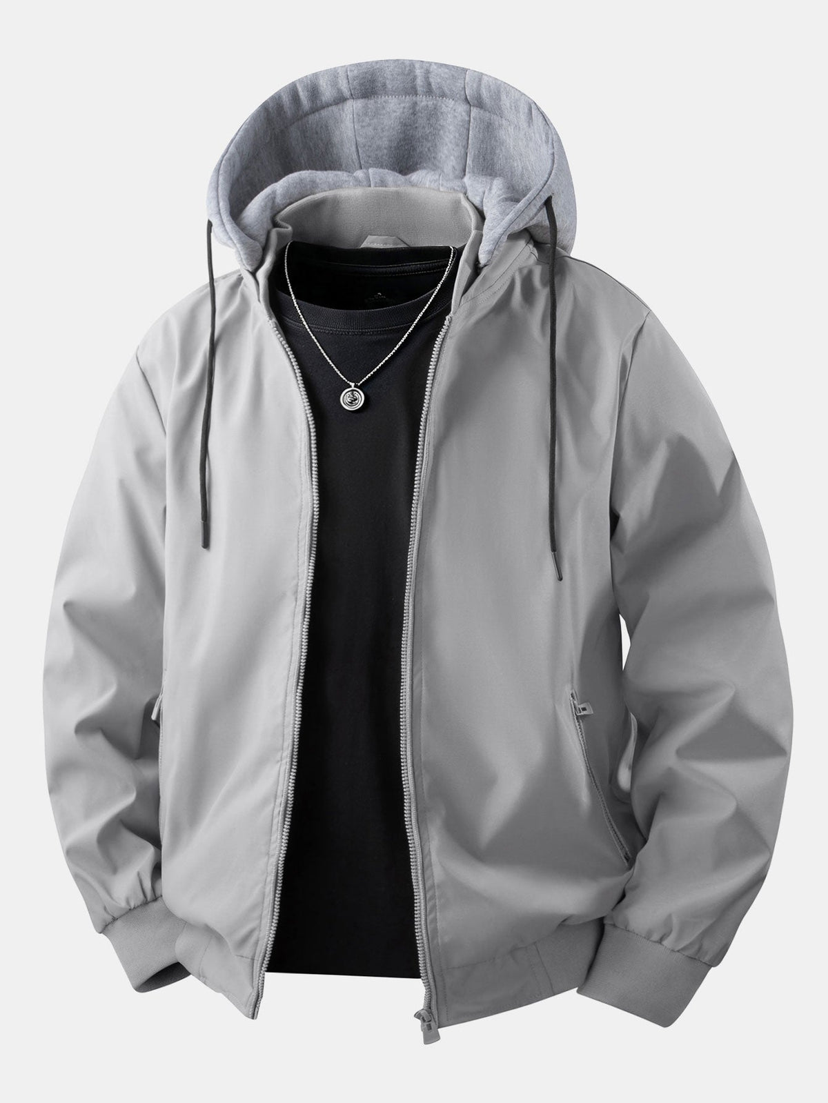 Zip Bomber Jacket with Removable Hood