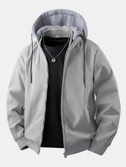 Zip Bomber Jacket with Removable Hood