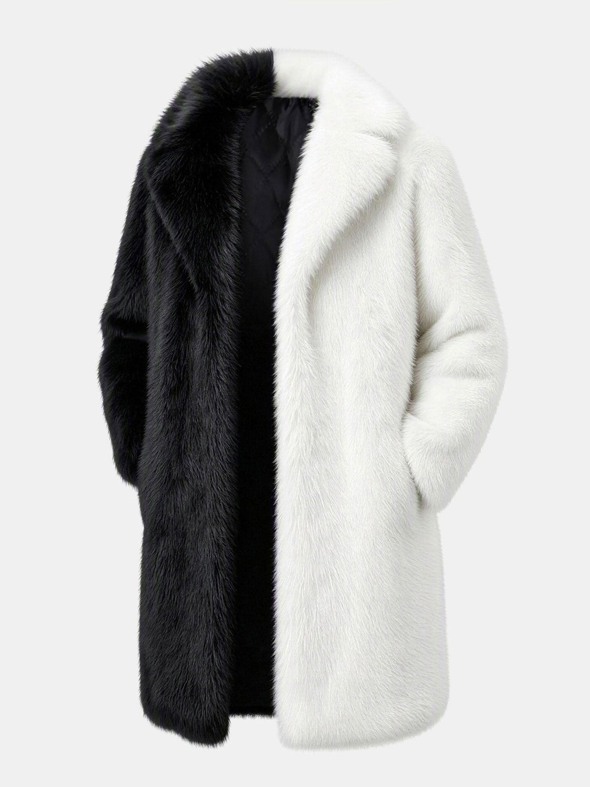 Two-Tone Faux Fur Longline Coat
