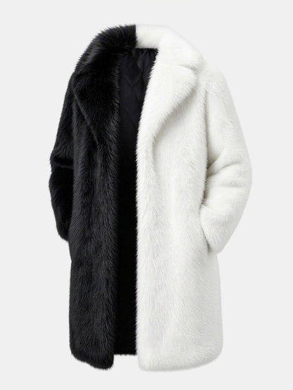 Two-Tone Faux Fur Longline Coat