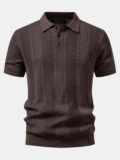 Textured Linen Knit Polo