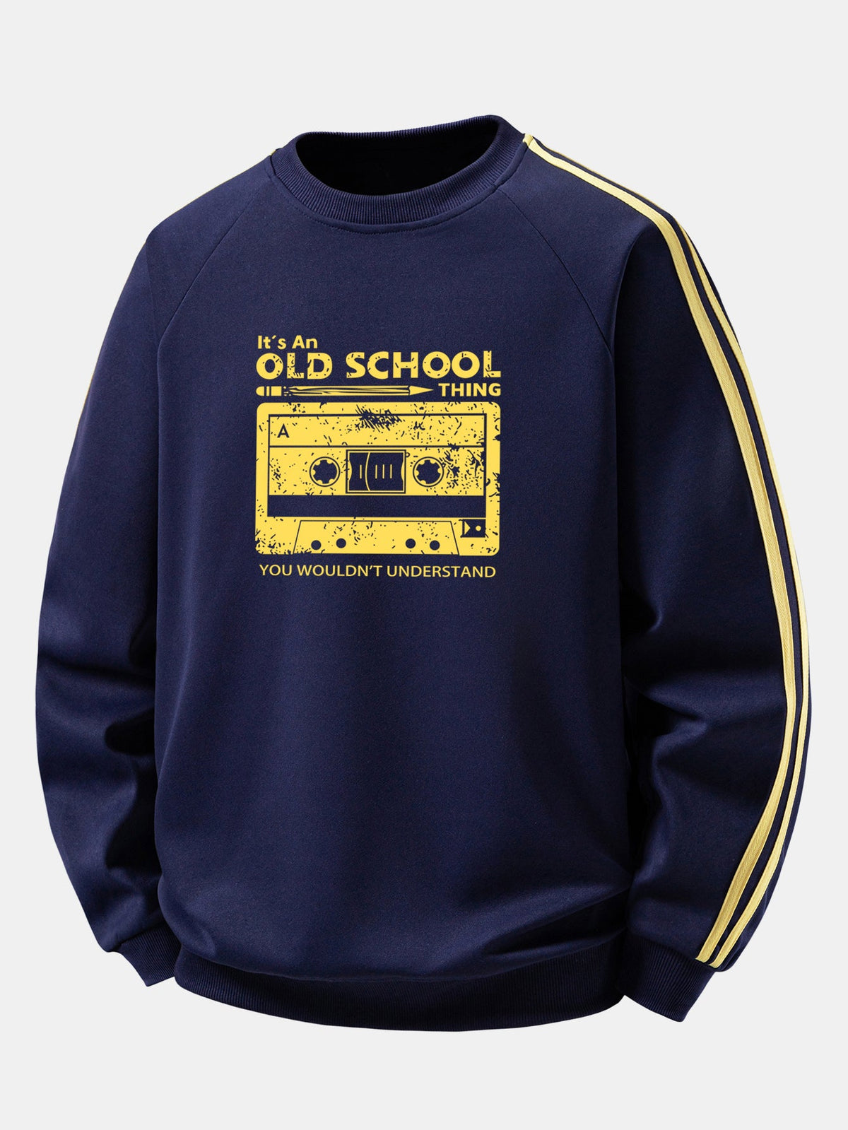 Cassette Print Contrast Stripe Raglan Sweatshirt