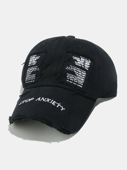 Embroidered Patch Washed Distressed Baseball Cap