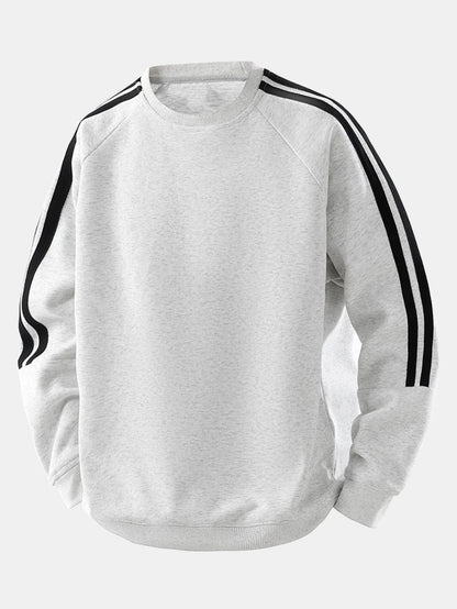 Moletom raglan vintage listrado de gola redonda e modelagem confortável