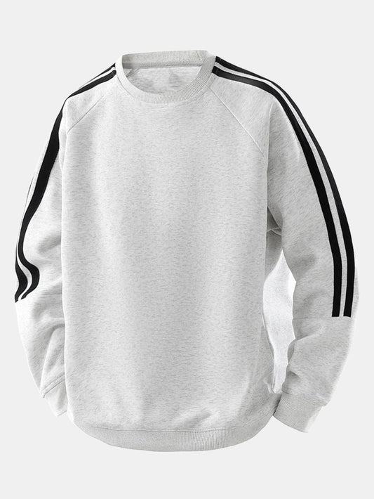 Moletom raglan vintage listrado de gola redonda e modelagem confortável