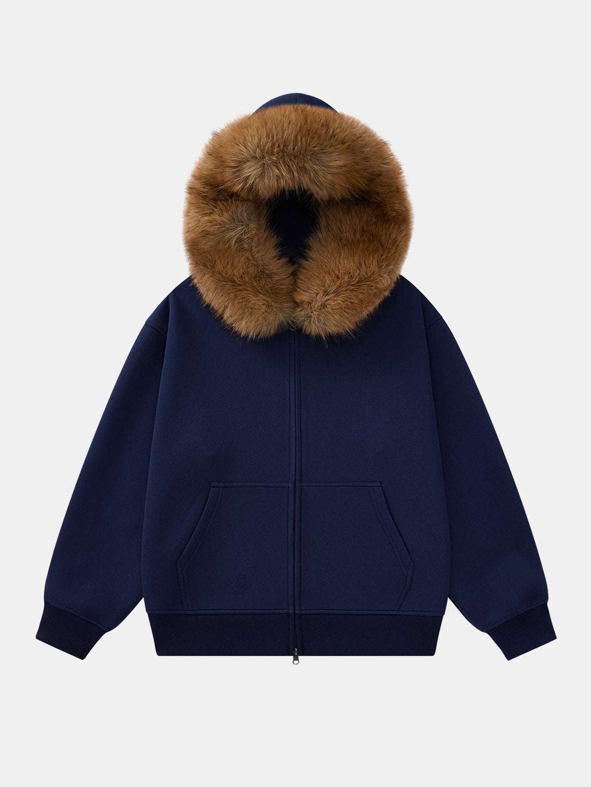 Faux Fur Trim Zip Hoodie