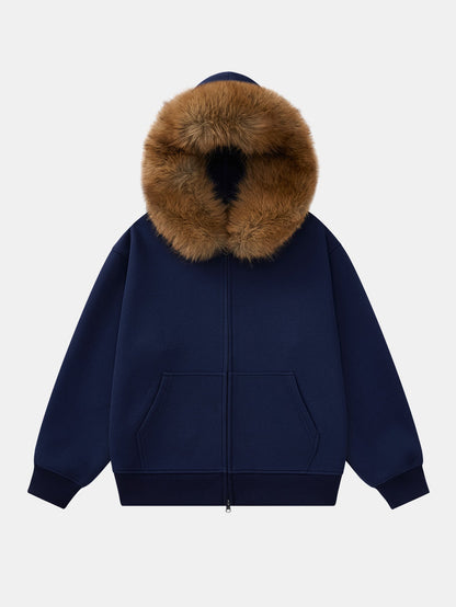 Faux Fur Trim Zip Hoodie
