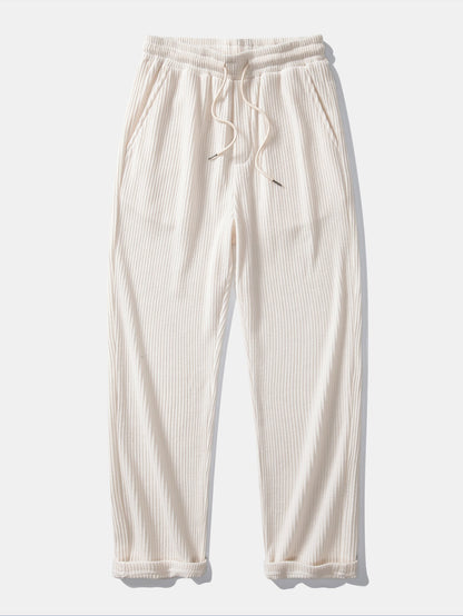 Calça Tricotada com Cordão e Textura Waffle