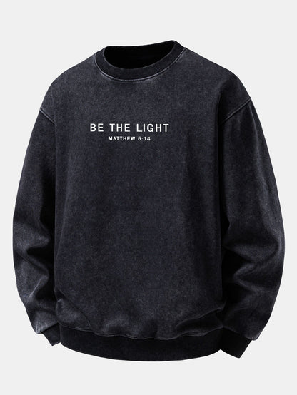 "Be The Light" Washed Distressed Sweatshirt