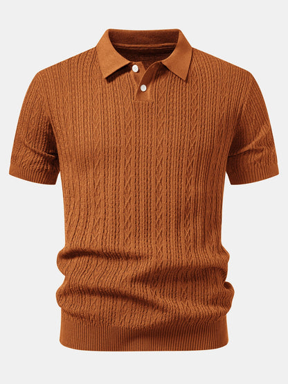 Geometric Jacquard Knit Polo