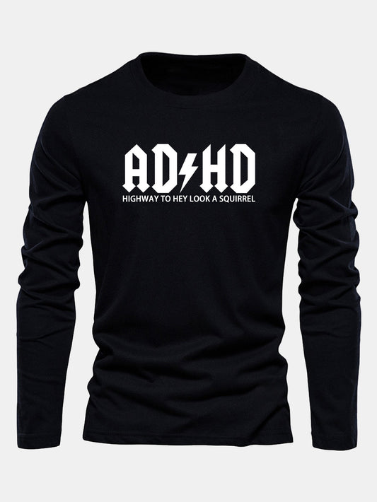ADHD Print Long Sleeve Cotton T-Shirt