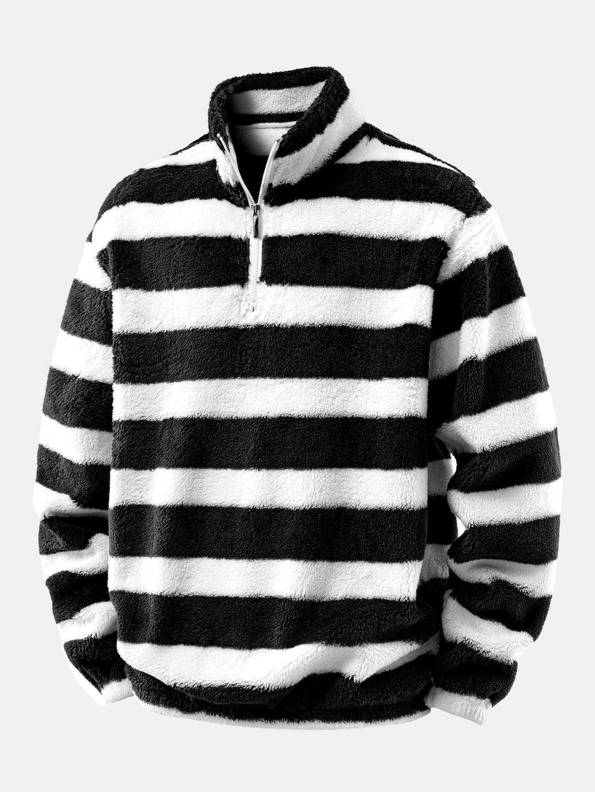 Striped Teddy Fleece Quarter-Zip Sweatshirt