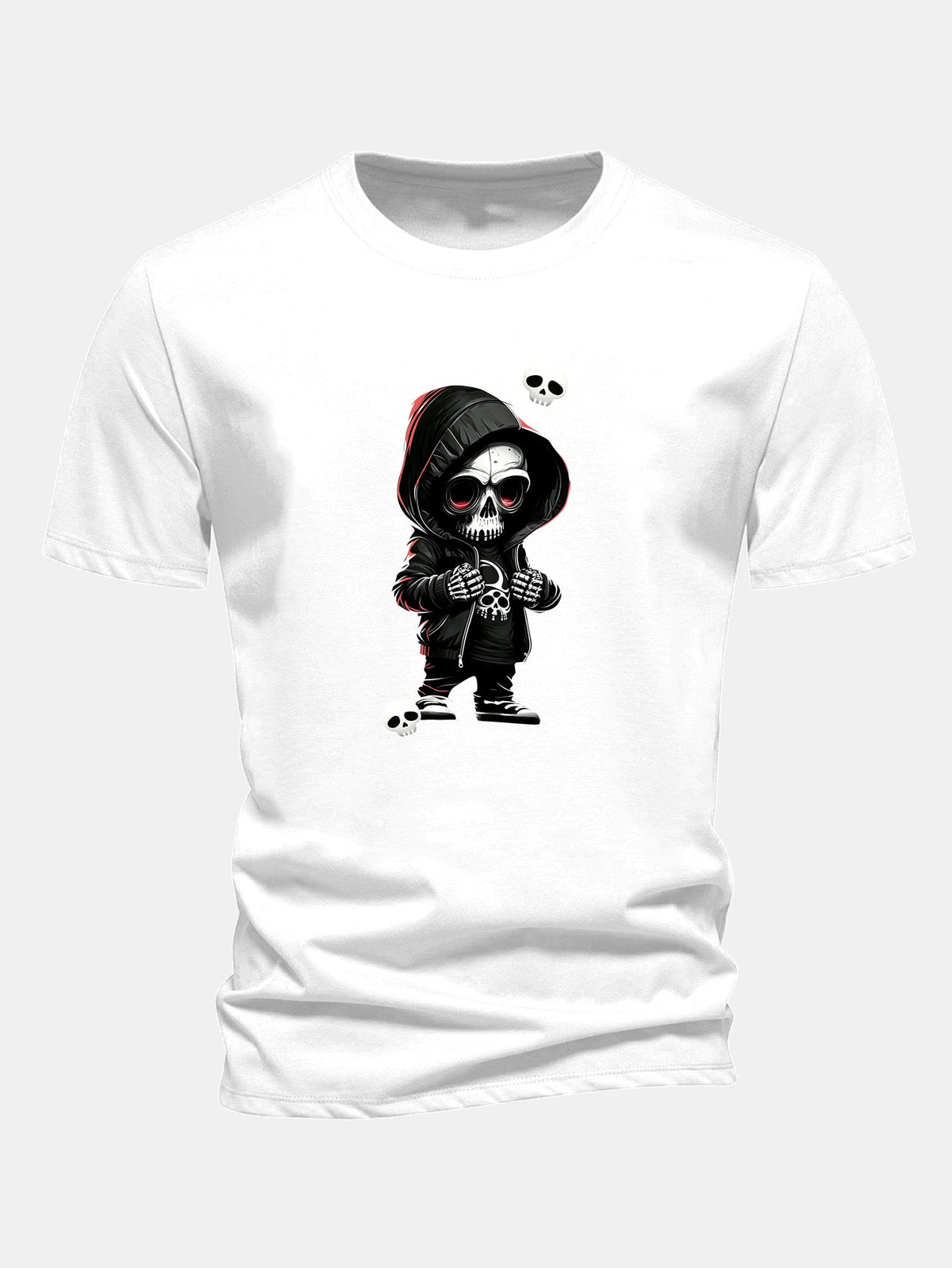 Grim Reaper Skeleton Print Cotton T-Shirt