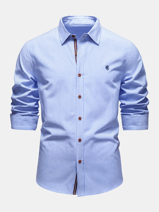 Camisa de algodão listrada com botões