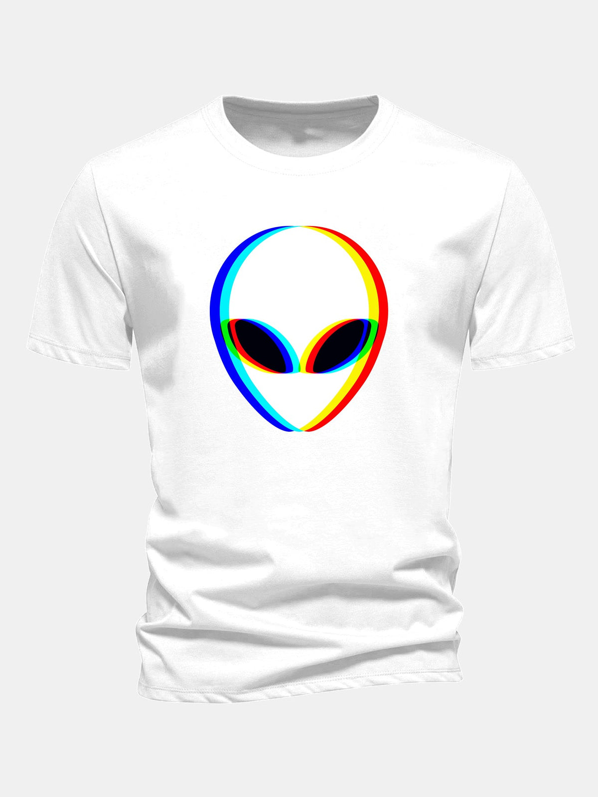 Glitch Alien Print Cotton T-Shirt