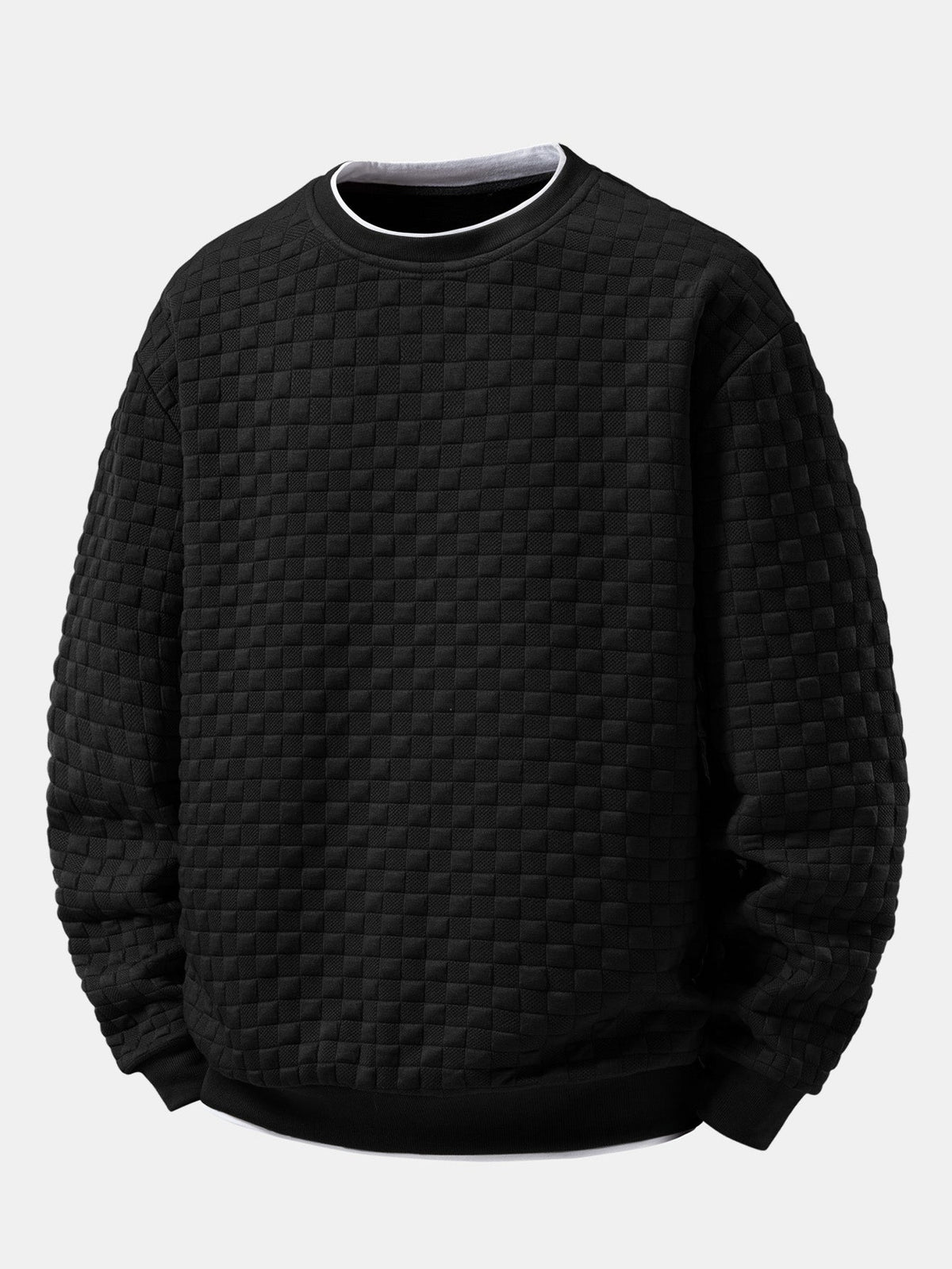 2-in-1 Plaid Jacquard Sweatshirt