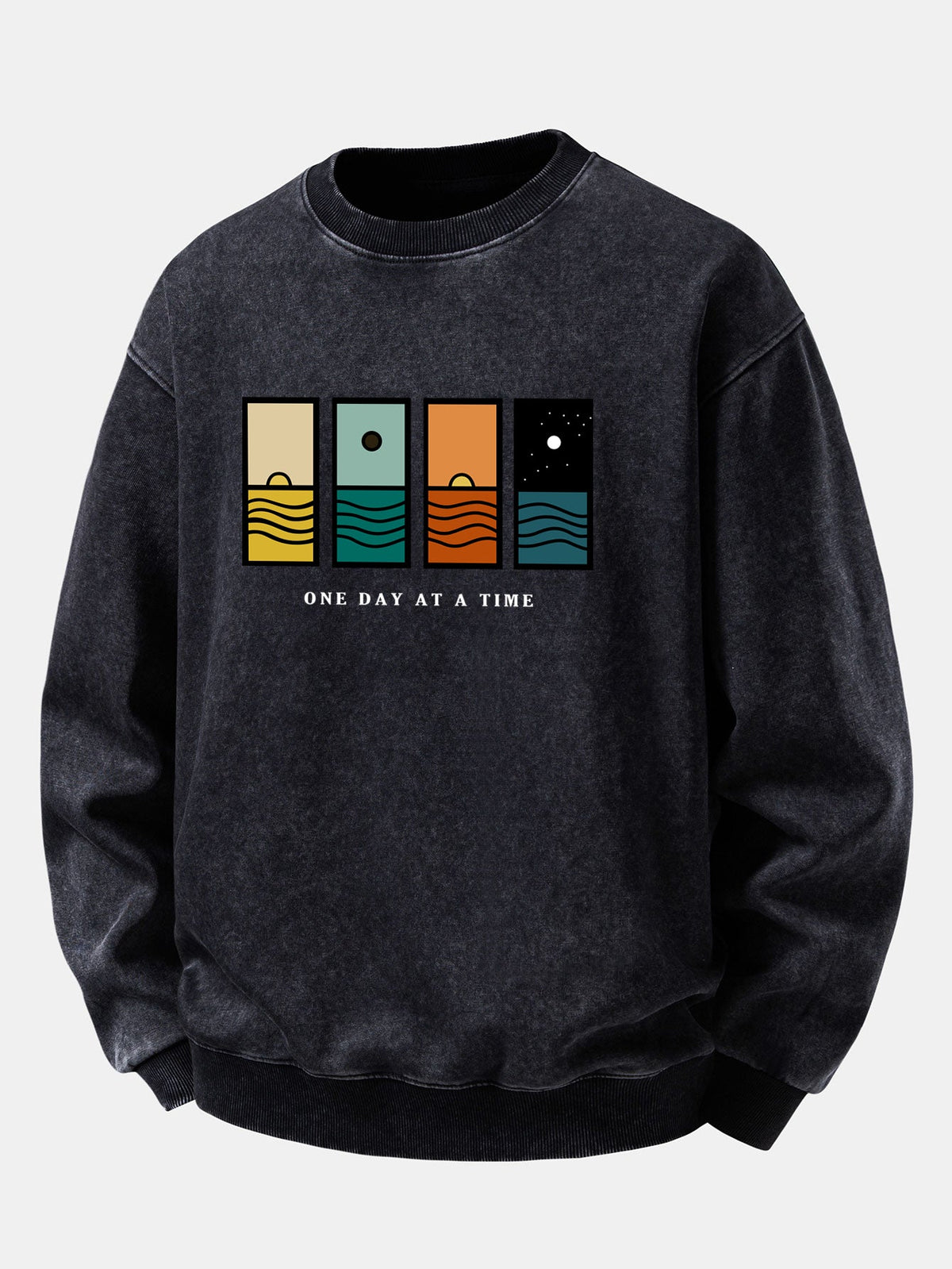 "One Day At A Time" Washed Distressed Sweatshirt