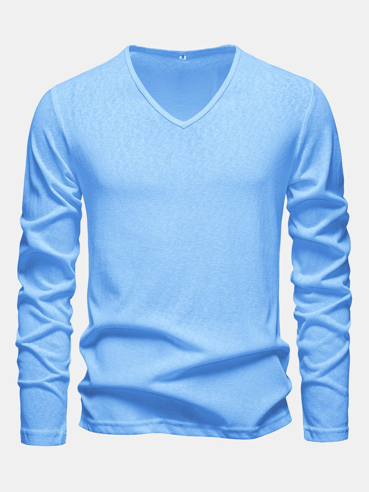 Lightweight Linen-Look V-Neck Long Sleeve T-Shirt