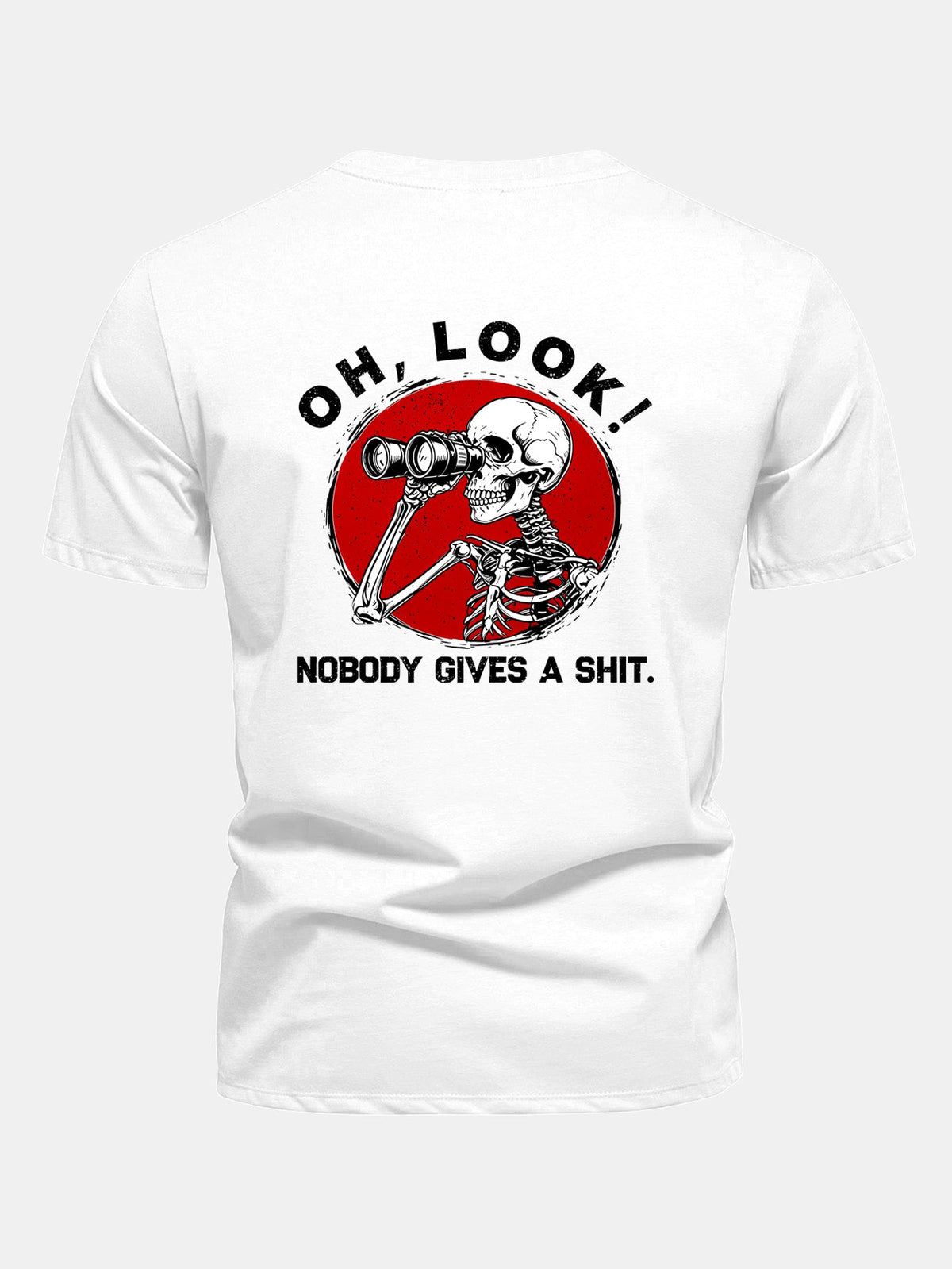 Telescope Skeleton Back Print Cotton T-Shirt