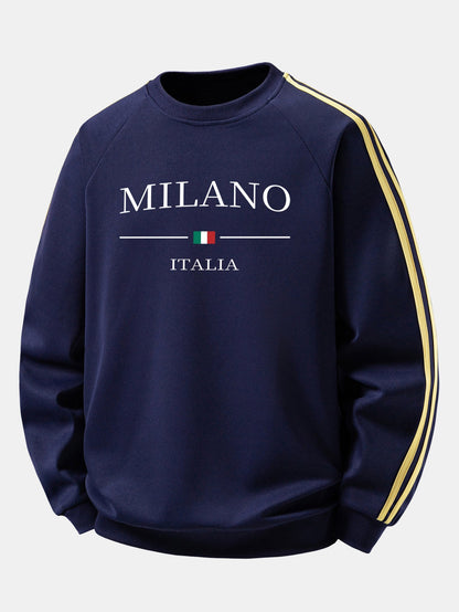Milano Print Contrast Stripe Raglan Sweatshirt