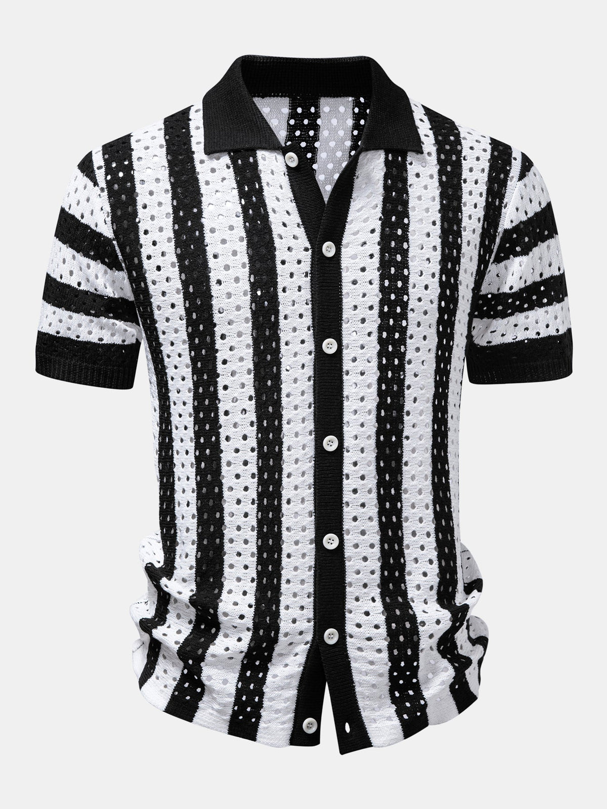 Striped Open Knit Shirt