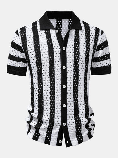 Striped Open Knit Shirt