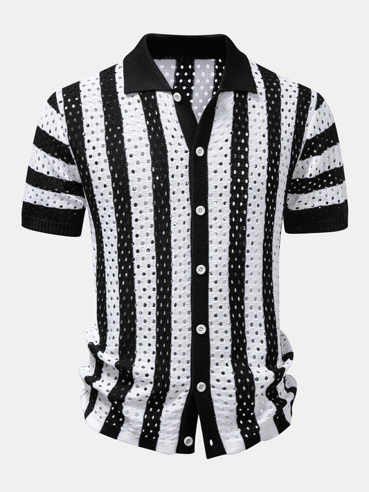 Striped Open Knit Shirt
