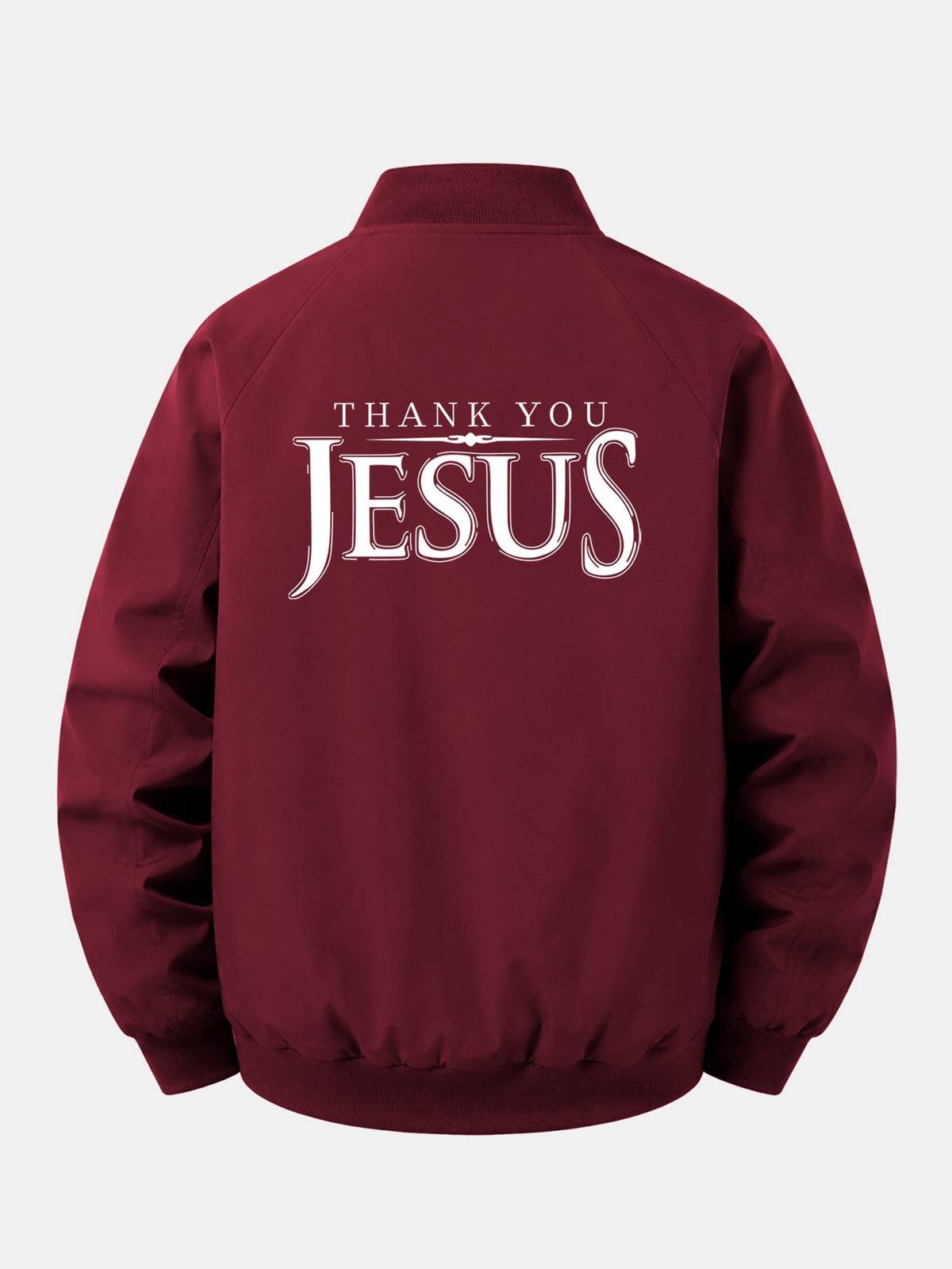 Jesus Print Relaxed Zip Bomber Jacket